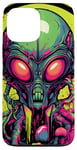 iPhone 13 Pro Max Cute Green Alien Head UFO Space Face || Alien Case