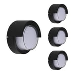 Applique Murale led 15W Noire Ronde IP65 avec Cache (Pack de 4) - Blanc Neutre 4000K - 5500K Silamp