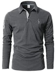 STTLZMC Mens Long Sleeve Giraffe Tennis Polo Shirts (L, Grey)