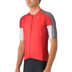 Castelli Entrata 6 Short Sleeve Jersey - SS25 Red / Smoky Grey Silver XLarge Red/Smoky Grey/Silver