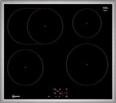 NEFF M56SBF1L0 N50 Plaque de cuisson à induction, en vitrocéramique, 60 cm de large, niveau de puissance, zone de cocotte, indicateur de chaleur résiduelle, horizontale, noire