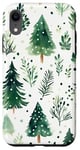 Coque pour iPhone XR Vert Aquarelle Polka Dots Boho Floral Forest Pin Tree