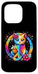 iPhone 15 Pro Funny Cat Tie Dye Peace Sign Hand Funny Boys Kids Girls Case