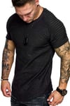 COOFANDY T-Shirt Homme Fitness Chemise Col Rond Muscle T-Shirt Manches Courtes Fitness T-Shirts Homme Basique Haut d'été Noir S