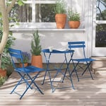 Ensemble bistrot 2 chaises + table pliante pour le jardin, le balcon, la varanda et la terrasse bleu