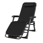 AWJ Zero Gravity Chairs Oversized, Armrest Inner Width 66cm, Adjustable Outdoor Folding Lounge Patio Chairs with Pillow Recliners for Poolside, Beach Support 330lbs (Black)