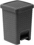 Addis Rattan Effect Pedal Bin, 6L - Charcoal 20 X 22.5 X 29 CM