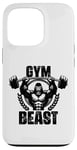 Coque pour iPhone 13 Pro Gym Beast Gorilla Haltérophilie Citation Gym Fitness