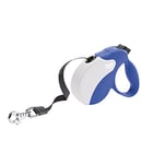 Ferplast Laisse Chien Enrouleur Amigo Mini, Laisse pour Petits Chiens jusqu'à 12 Kg. Sangle Extensible Max 3 m. Bouton de Verrouillage et de déverrouillage Unique, Bleu, Couvercle Blanc