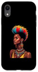 Coque pour iPhone XR Rainbow Dashiki Cheveux naturels pour femme tribale africaine