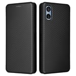 SKALO Sony Xperia 5 V Carbon Fiber Plånboksfodral - Svart