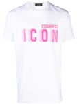 Dsquared2 Mens Icon Blur Cool Pink logo Cotton T-Shirt in White - Size X-Large