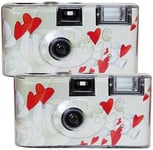 2 X 1A Topshot Flying Hearts Édition Appareil Photo Jetable (27 Photos, Flash, Paquet De 2)