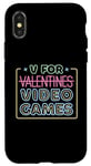 Coque pour iPhone X/XS V est pour les jeux vidéo, la Saint-Valentin, Funny Gamer, pour hommes et garçons