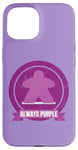 Coque pour iPhone 15 Always Purple Meeple Design Jeu de société amusant pour joueurs