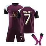 Barn Vuxna Fotbollströja Full Kit Fotbollsträningsdräkt 20 21 PSG Third Mbappe 7 Kids 24 (130-140CM)