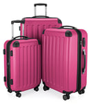 HAUPTSTADTKOFFER - Spree - Set de 3 valises, Bagages rigides, ABS, TSA, extensible, extra léger, 4 roues, (S M & L), Magenta