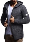 Leif Nelson Veste en tricot à capuche pour homme LN5715 - Gris - X-Large