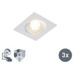 QAZQA miu - LED Dimmable Spot encastrable variateur inclus - 3 pièces - L 92 mm - Blanc - Moderne - éclairage intérieur - Salon I Chambre I Cuisine I