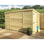 12 x 8 Pressure Treated Pent Garden Shed with Side Door