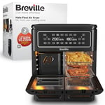 Breville Halo Flexi Air Fryer, Digital Dual Air Fryer Oven, 11L: Serves 10+ People, Fry, Bake, Grill, Roast & Reheat, 2400 W, Save £65 a Year on Energy Bills*, Black [VDF130]