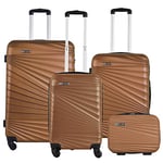 WELL HOME MOBILIARIO & DECORACIÓN Set of 4 Hard Cabin Suitcases 22", Medium Suitcase 26", Large Suitcase 30" and Bag 9", Camel, 26 pulgadas, Rigid Suitcase Games