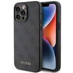 Étui Coque IPHONE 15 Pro Guess Simili Cuir Gris Avec Couleur Dorée Logo