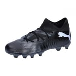 Puma Unisex Youth Future 7 Match Fg/Ag Jr Soccer Shoes, Puma Black-Puma White, 12 UK