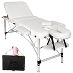 TecTake® Table de Massage Pliante Professionnelle 3 Zones Aluminium Cosmetique Lit de Massage Table Esthetique Tatouage Portable avec Repose Bras, Housse de Transport Incluse