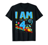 Kid Fourth Birthday-Party I-Am 4 Train Fan Locomotive-Boy T-Shirt