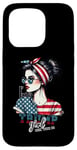 Coque pour iPhone 15 Pro Trump Girl Messy Bun Trump 2024 Élection Drapeau américain