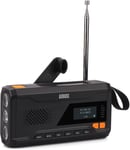 Radio Dynamo Portable Survie MB290B Radio Solaire à Manivelle FM/Dab/Bluetooth, Batterie 4500mAh Chargeur USB Téléphone, Lampe Torche/SOS Idéale pour Extérieur/Camping/Randonnée Noir