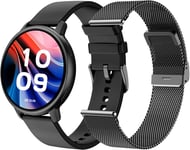 Smartee Duo Classic -Smartwatch Montre Intelligente Noire Avec Bracelet Métallique Interchangeable,Écran Amoled 1,43"",Appels Bluetooth,8 Jours De Batterie,100 Sports,Ip68