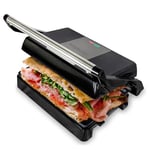 Grill Master 3 en 1 : Gril électrique, presse à sandwich et panini. Plaques en Céramique Antiadhésives, ouverture à 180°, plaque flottante, sans BPA.Surfaces de 23x14,5 cm, Ramasser la graisse, 1000W.