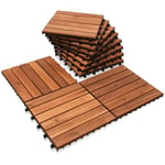 Hengda - 44x Dalles de terrasse en bois d'acacia ou bois d'eucalyptus 30 x 30 cm Dalle clipsable balcon jardin extérieur Acacia Mosaïque