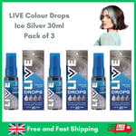 3 x Schwarzkopf LIVE Colour Drops Ice Silver Semi-Permanent Hair Dye - 30ml