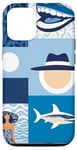 Coque pour iPhone 12/12 Pro Blue Beachy Collage Art - Coquette mignonne et esthétique Preppy