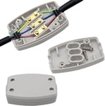 Lot de 2 boîtes de jonction électrique à 3 bornes - Connecteurs flexibles - Gris - 250 V - 13 A - Connecteurs ergonomiques pour éclairage extérieur - Alimentation électrique et câblage automobile