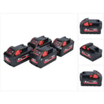 M18 hb 5,5 Kit batterie 4x 18 v 5,5 Ah / 5500 mAh Li-Ion High Output ( 4x 4932464712 ) avec indicateur de charge - Milwaukee