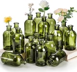 YOUEON Lot de 16 Petits vases décoratifs en Verre Vert de 250 ML pour Centre de Table de Mariage, réception, décoration d'intérieur, Bureau