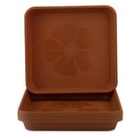 Home Garden Ornaments Set of 5 Square Plastic Plant Pot Saucers Extra Large Drip Trays Flower Indoor Outdoor Garden Planter Tray (29 cm x 29 cm, Light Brown)