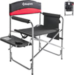 Oversize Folding Camp Chair - Heavy Duty, 20.86" Wide Seat, Table, 396 LBS, Red