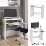 Bureau Vicco Nils, blanc, table de bureau, table de travail, bureau informatique