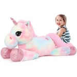 MorisMos Giant Unicorn Gosedjur 32`` Söt mjuk enhörning plyschleksak pink 43" rainbow-pink 32"