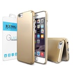 Plastic Anti Shock Case Gold iPhone 6/6SPlus Cover Ultra Thin + Screen Protector