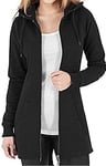 Tuopuda Sweat-Shirt Femme Sweat à Capuche Zippé Épais Hoodie Sport Hiver Manche Longue Manteau Grande Taille Coupe-Vent Gilet Long Automne avec Poches Zip Up Sweatshirts, Noir, L