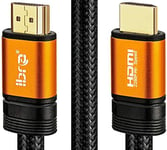 4K HDMI Cable 5M HDMI Lead - Ultra High-Speed 18Gbps HDMI 2.0b Cord 4K@60Hz Support Fire TV, Ethernet, Audio Return, Video UHD 2160p, HD 1080p, 3D, Xbox PlayStation PS3 PS4 PC - IBRA ORANGE