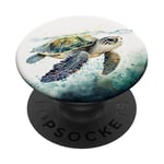 Watercolor Sea Turtle in the Ocean PopSockets Adhesive PopGrip