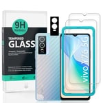 Ibywind Screen Protector (2 Pack) For vivo Y76 5G,9H Hardness Tempered Glass,With 1Pc Metal Camera Lens Protector,1Pc Back Protector,Easy to Install