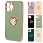 Phone Case For 13 Pro Max With Rose Gold Glitter Plated Ring Stand Wo GDS